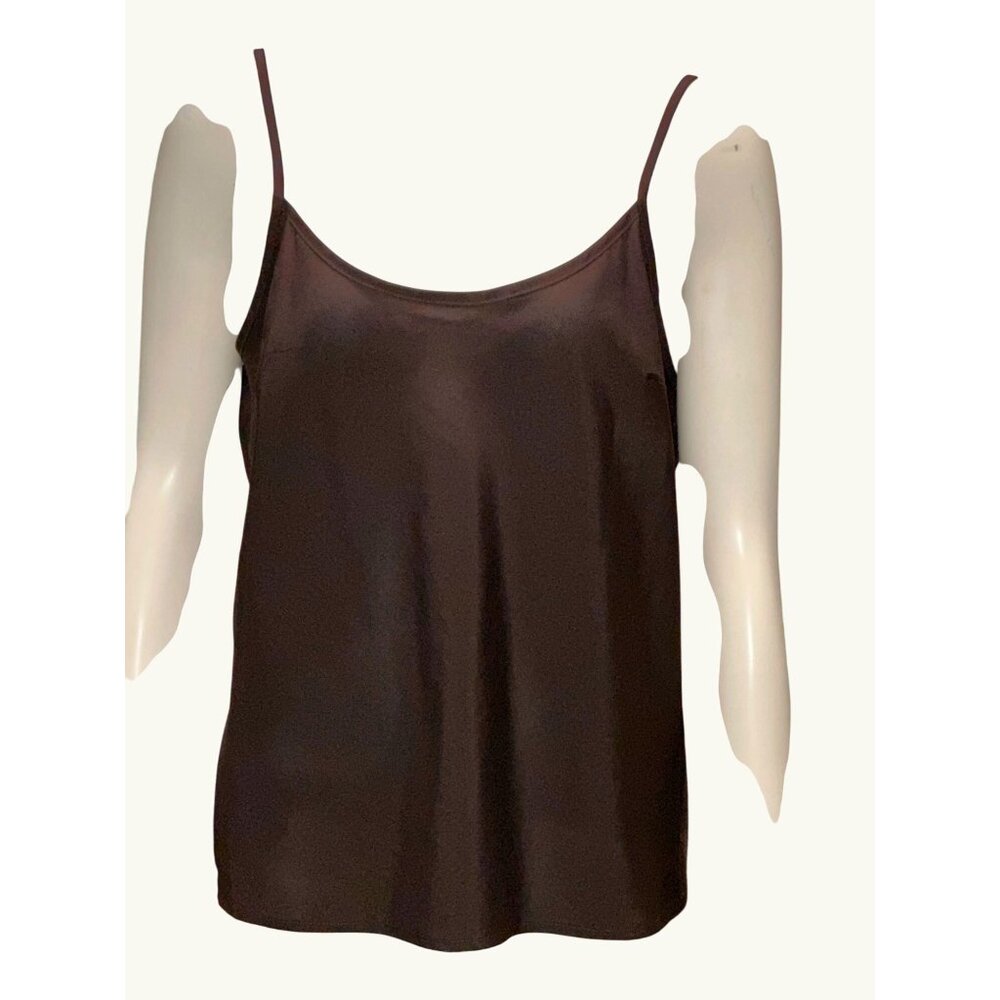 CCC Brown Sleeveless Camisole Top Petite Large All Polyester Made In Indonesia